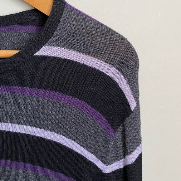 Le Chateau Men's Long Sleeve Striped Light Bamboo Sweater Size Medium - Picture 3 of 11